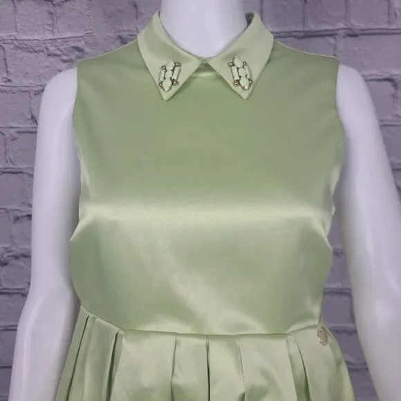 Mangano Green Satin Midi Dress, Women's Small - Picture 1 of 15